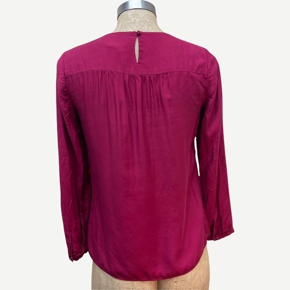 Boden Magenta Mesh Cutout Silk Blend Top 4 - Picture 4 of 6